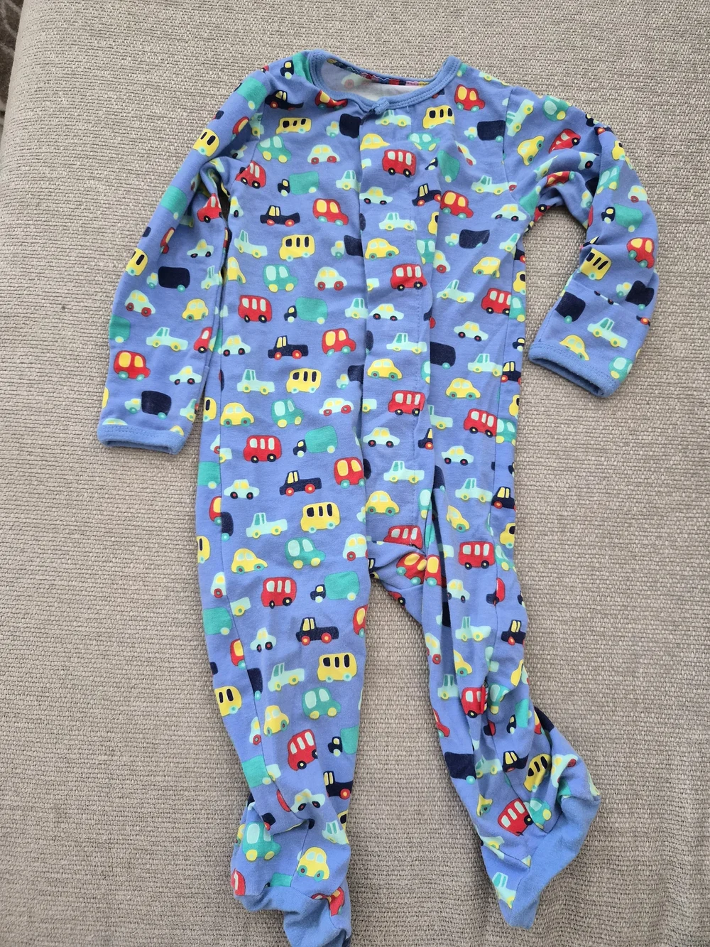 Magnetic Me Blue Vehicle Print Footed One-Piece